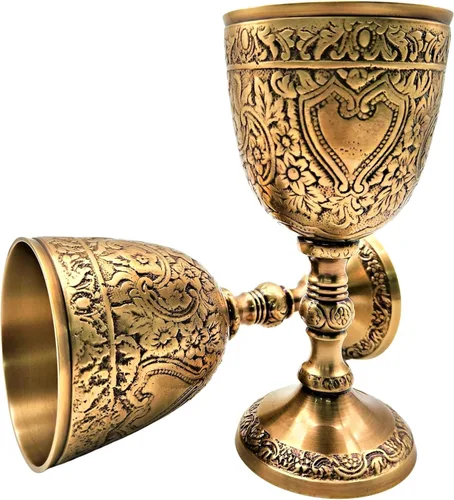 Miniatura 9 de Copa de vino real de latón macizo, copa de vino real, hecha a mano, decoración medieval, cáliz gótico, paquete de 1 unidad (negro profundo)