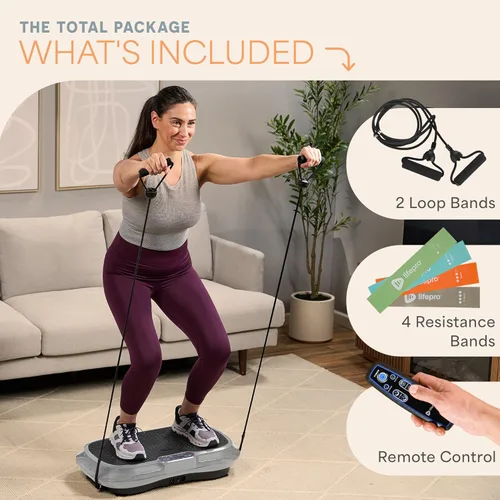 Miniatura 8 de LifePro Waver - Máquina de ejercicios con placa vibratoria – Vibración de alta intensidad para la activación muscular, plataforma vibratoria de Gris