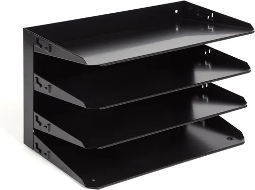 Miniatura 4 de Huron Organizador de carpetas de archivos legales horizontales de escritorio con 4 ranuras, bandeja de almacenamiento para cartas, acero negro