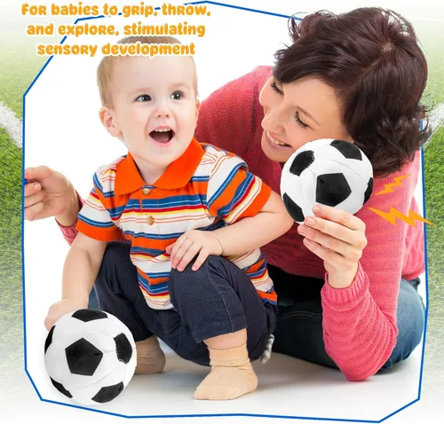 Miniatura 3 de Pelota de fútbol de felpa suave de 3 piezas con chirrido para niños, cumpleaños, deportes, fiesta, regalos, decoración de habitación y dormitorio