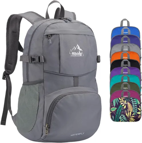 Miniatura 7 de WATERFLY Mochila de senderismo plegable: mochila de día de 25L ultra ligera para mujer y hombre - pequeña mochila plegable compacta para deportes al