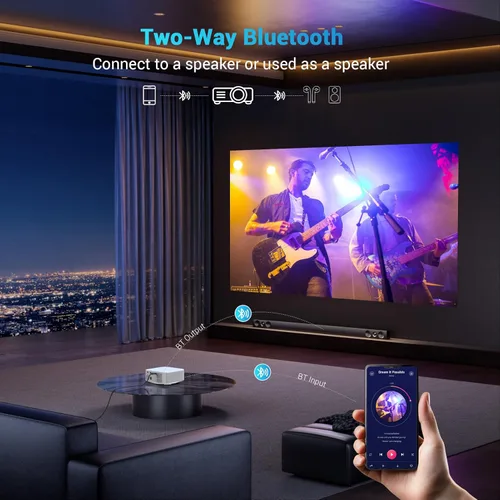 Miniatura 4 de Mini proyector portátil con enfoque eléctrico, proyector NICPOW Full HD 1080P, proyector de películas Bluetooth con Keystone automático, Bluetooth
