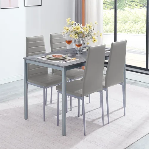 Miniatura 6 de Mesa de comedor de mármol con parte superior de MDF y marco de metal, mesa de cocina rectangular para restaurante, apartamento y espacio pequeño