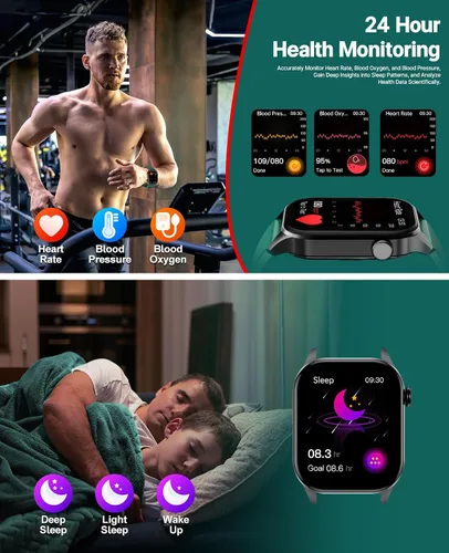 Miniatura 5 de SOUYIE Reloj inteligente con tema navideño 2025 para hombres y mujeres, Android iPhone, con llamada Bluetooth (respuesta/hacer llamada), rastreador