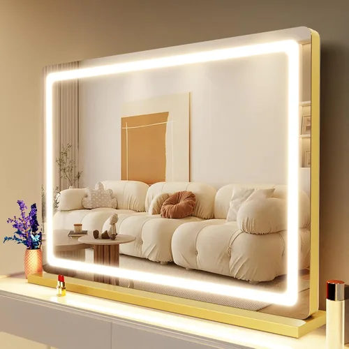 Miniatura 14 de Gvnkvn Espejo de tocador de maquillaje con puerto de carga USB de 19 pulgadas de largo x 24 pulgadas de ancho, espejo de maquillaje LED, espejo