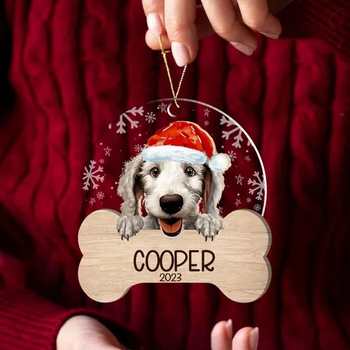 Miniatura 175 de Nazenti American Pit Bull Terrier Adorno de Navidad, adorno de perro fotográfico, adorno de perro personalizado, adornos de fotos de madera