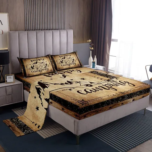 Miniatura 19 de Erosebridal Happy Camping - Juego de sábanas tamaño individual para niños, diseño de animales del bosque del bosque, para bebés, niños y niñas