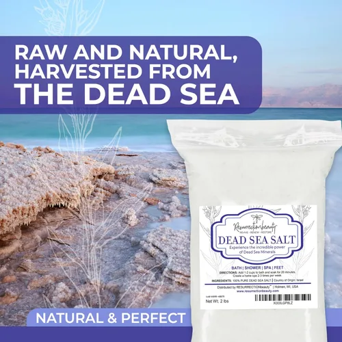 Miniatura 3 de RESURRECTIONbeauty Sal del Mar Muerto 100% pura, sales de baño a granel para spa en casa y exfoliante de sal, baño y remojo de pies, 2 libras