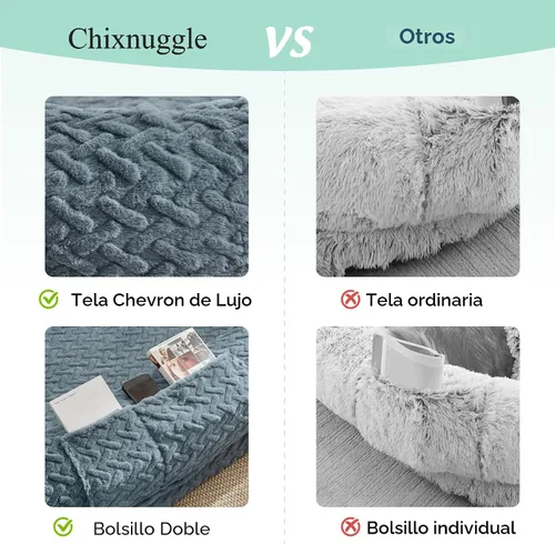 Miniatura 5 de Cama para perros para adultos de tamaño humano – Cama de lujo de piel sintética para perros tamaño gigante con asa portátil, cama ortopédica de Gris