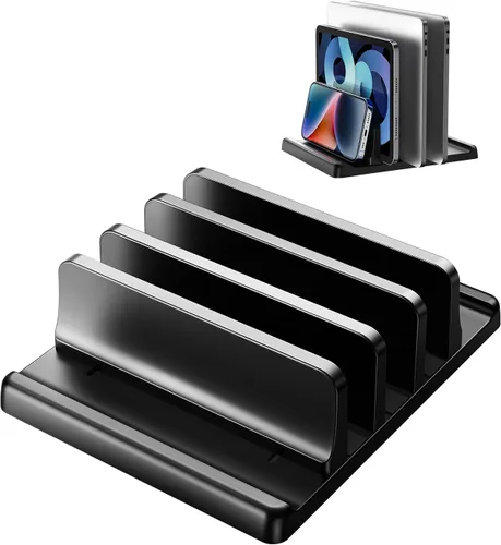 Miniatura 8 de Soporte vertical 3 en 1 para laptop, base ajustable de plástico ABS para computadora de escritorio, soporte vertical para laptop, ahorro de espacio