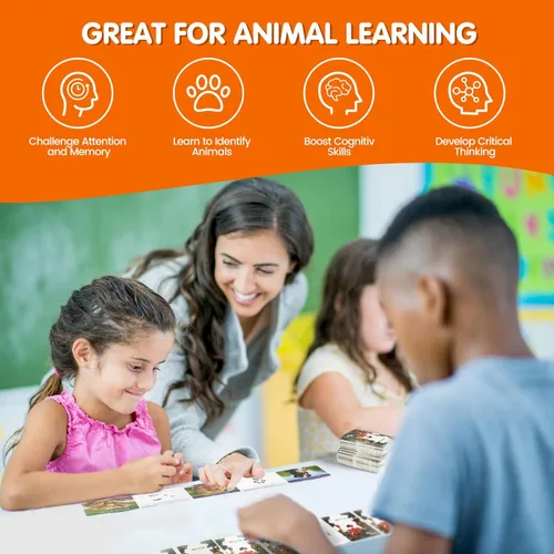 Miniatura 2 de MEROCO Juego de cartas de pistas de animales de safari, juegos de animales de granja, juego de pistas de animales, juguetes educativos