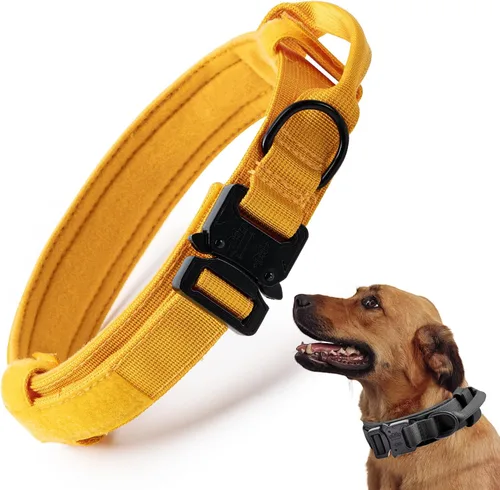 Miniatura 22 de Collar táctico para perro, collar ajustable de nailon para entrenamiento militar con mango de control y hebilla metálica de liberación rápida pesada