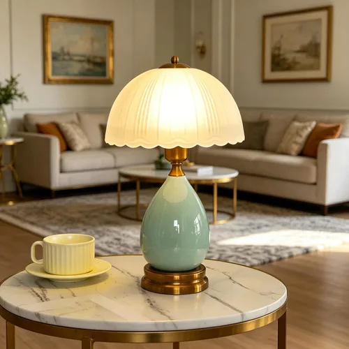 Miniatura 10 de Lámpara Vintage para Sala de Estar, Lámparas de Mesa de Cerámica Modernas de 16" para Dormitorio, Lámparas Tradicionales Retro de Mesita de Noche