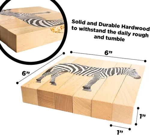 Miniatura 2 de Rompecabezas de madera con piezas gruesas de animales para niños pequeños de 2 años en adelante - Juguete de bloques de animales de safari