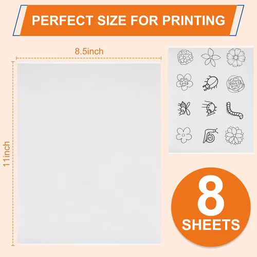 Miniatura 2 de FURWEY 8 piezas 8.5"x11" Estabilizador de bordado soluble en agua adhesivo, papel imprimible que se disuelve al lavar, permite imprimir o dibujar