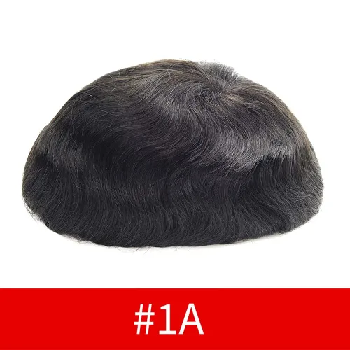 Miniatura 2 de Lordhair Sistema de cabello para hombres inyectado de piel fina cabello humano unido con encaje de diamante, 8 x 10 pulgadas, tamaño base, tupé #1A