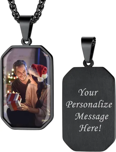 Bestyle Collares de fotos personalizados (mejorados, más vívidos y claros) para hombres y mujeres, etiqueta de corazónmilitarcolgante de etiqueta de