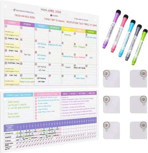 Miniatura 13 de Pizarra blanca magnética para refrigerador, calendario grande de borrado en seco para pared, 3 pizarras magnéticas de borrado en seco de 10.5 x 16.5