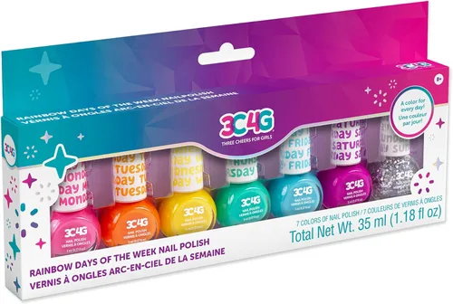 Juego de esmaltes de uñas brillantes para niñas y adolescentes, 7 colores vibrantes, no tóxicos, seguros para niños para todos los días de la