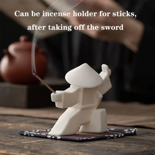 Miniatura 3 de LYART Estatua de guerrero de mascotas de té, accesorios de adorno de té, decoración de té de Kung Fu, regalo para casa y oficina, regalo del día