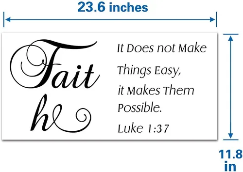 Miniatura 6 de Calcomanías de pared cristianas de Lucas 1:37, Faith It Does Not Make Things Easy It Makes Them Possible Bible Versículo Pegatinas de pared, citas