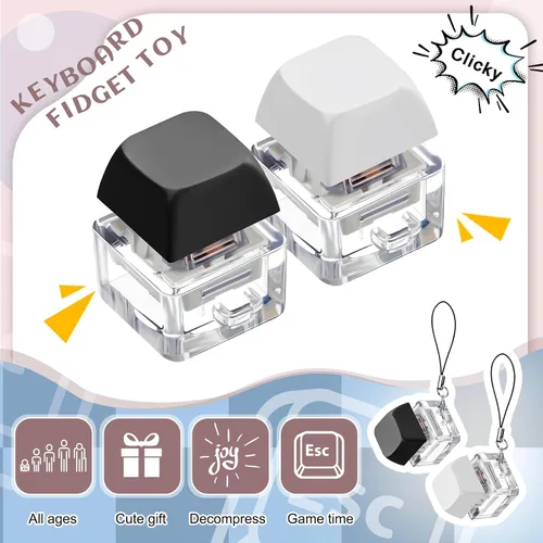 Miniatura 3 de Taiyin - Llavero de juguete con teclado clicker, juguete de descompresión con botón, llavero antiestrés, regalo para adultos para pasar el tiempo