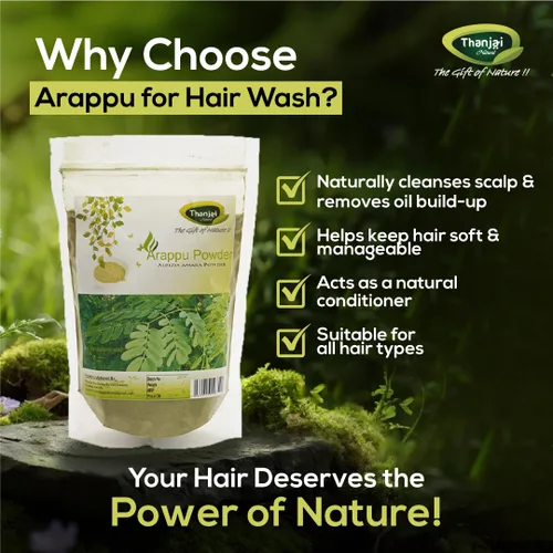 Miniatura 6 de Thanjai Natural Arappu Polvo 8.82 oz Bolsa 100% Natural Albizia Amara Arappu Polvo Tradicional Lavado de Cabello y Acondicionador de Cabello