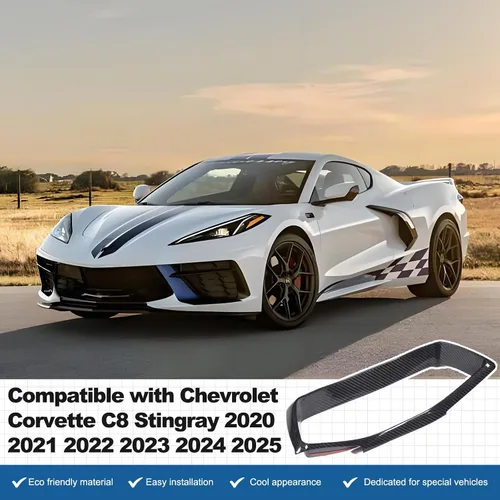 Miniatura 7 de Marco para panel de salpicadero de automóvil compatible con Chevrolet Corvette C8 Stingray 2020-2025 100% fibra de carbono real, 1 pieza