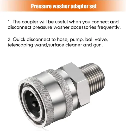 Miniatura 4 de Hotop NPT - Kit de conector rápido macho y hembra de acero inoxidable de 3/8 pulgadas (4 piezas)