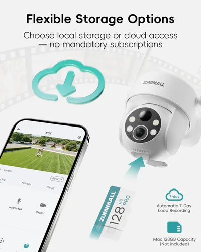 Miniatura 8 de ZUMIMALL Cámaras de seguridad solar 2K inalámbricas para exteriores, cámara PTZ de 360° para seguridad del hogar con visión nocturna a