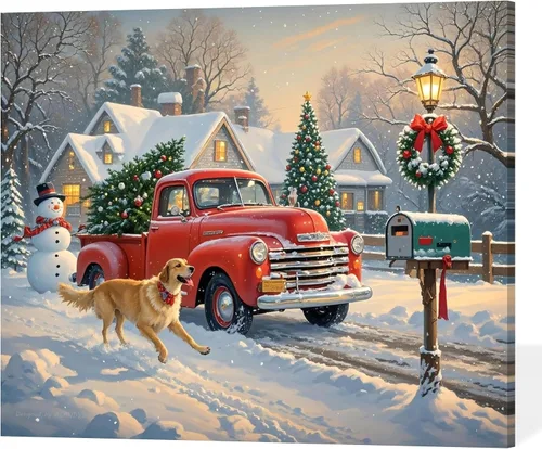 Miniatura 11 de ACANDYL Kit de pintura por números de Navidad para adultos, principiantes, pintura por números para adultos, lienzo cardenal, pintura de Navidad por