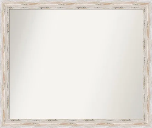 Miniatura 273 de Amanti Art Espejo de baño blanco para sobre el fregadero, 30 x 35 pulgadas, espejo de tocador rectangular estrecho de Eva de oro blanco, marco
