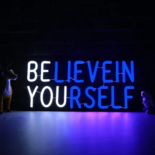 Miniatura 5 de Letrero de neón Believe in Yourself alimentado por USB para decoración de habitación, letrero de luz de neón LED regulable para dormitorio de niños