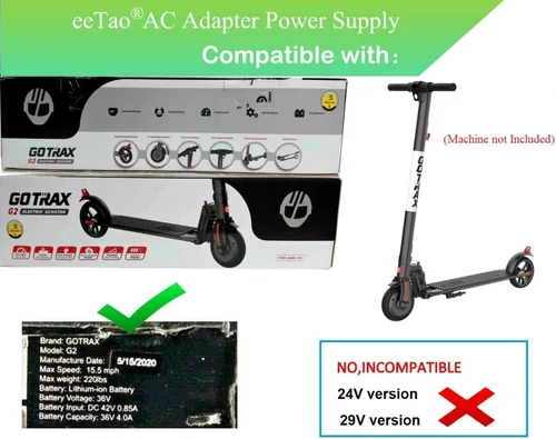 Miniatura 7 de Cargador de 42V 1.5A-2A para GOTRAX GXL V2, Nano S3 ION, G2, G3, G4, G5, G6, Apex, Glider, XR Elite, XR Ultra, Batería de iones de litio de 36V