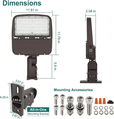 Miniatura 5 de kadision Luz LED de estacionamiento con fotocélula del atardecer al amanecer, 150W/100W/75W ajustable 22500lm (150lm/W) 5000K 100-277V, ajuste