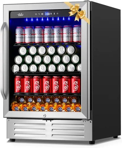 Miniatura 11 de Refrigerador de bebidas para 128 latas, 3.2 pies cúbicos con puerta de vidrio para bebidas, cerveza, soda, vino, pequeño refrigerador de cerveza
