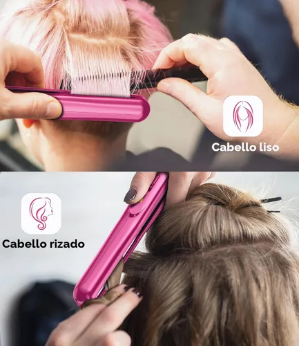 Miniatura 4 de Terviiix Mini plancha plana para flequillo con bordes de pelo corto, plancha y rizador de pelo de cerámica pequeña de 1/2 pulgada 2 en 1, plancha