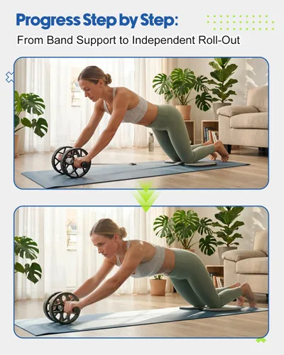 Miniatura 6 de VINSGUIR Ab Roller Wheel for Beginners to Pros, Ab Roller with Adjustable & Detachable Resistance Band, Core Workout Equipment for Home Gym