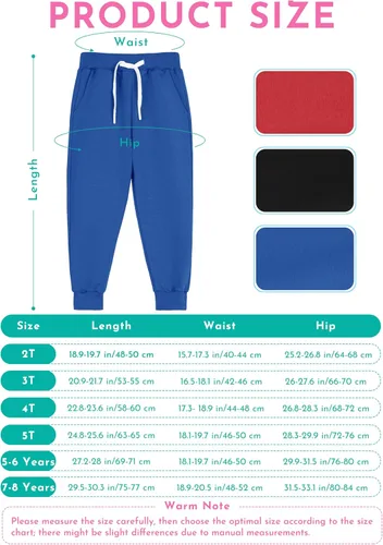 Miniatura 8 de Resinta Paquete de 3 pantalones deportivos de algodón para niños pequeños, pantalones deportivos con bolsillo, ropa de entrenamiento