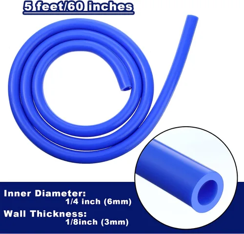 Miniatura 3 de Manguera de tubo de vacío de silicona de alta temperatura de 5 pies de longitud para múltiples usos (azul, 1/4 pulgada, 0.236 in)