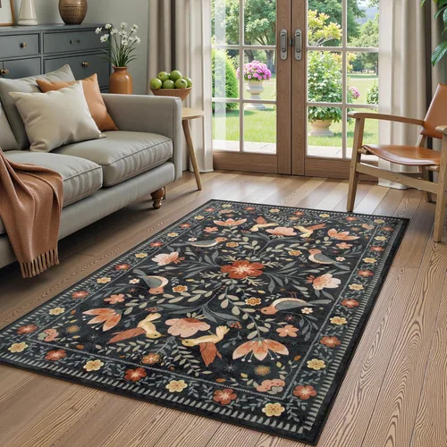 Miniatura 29 de Moynesa Alfombra para sala de estar, de 5 x 7 pies, lavable, moderna, color verde cabaña, para dormitorio, comedor, alfombra estética de granja
