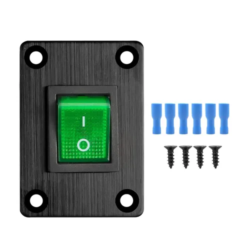 Miniatura 7 de 1 pieza Interruptor basculante negro KCD1 para barco, interruptor de panel SPST de 2 posiciones y 2 pines, 6A 250V CA 10A 125V CA, con 4 piezas