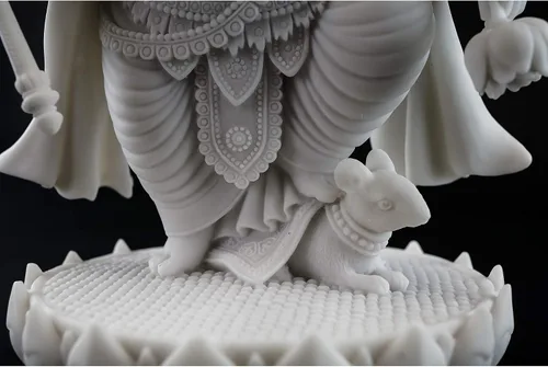 Miniatura 7 de Top Collection Estatua de Ganesh de pie de 7.5 pulgadas de alto y 4.75 pulgadas en acabado de mármol blanco, escultura hindú del señor del éxito