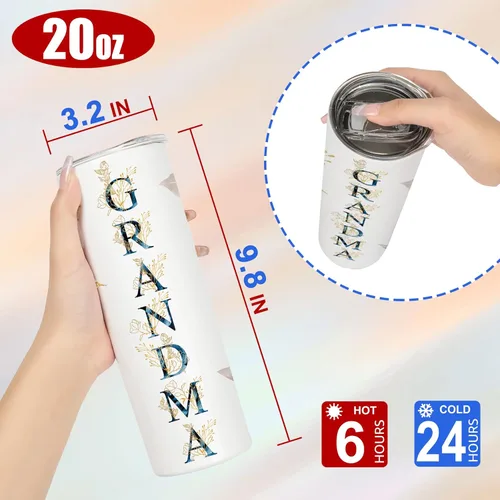 Miniatura 2 de Regalos de Navidad para Abuela Grandmother Grammy Cumpleaños Día de la Madre Regalo de Nieto Nieta - Vaso Térmico de Acero Inoxidable Café Aislado
