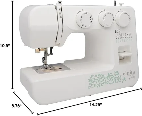 Miniatura 7 de Elnita EM16 - Máquina de coser mecánica con 16 puntadas, enhebrador de agujas integrado y brazo libre convertible; ligera y portátil para todas