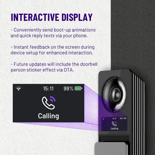 Miniatura 7 de Timbre de video inalámbrico con juego de cerradura inteligente, incluye timbre, cámaras duales, 5MP 3K QHD, pantalla de 2 pulgadas y eMMC de 32 GB