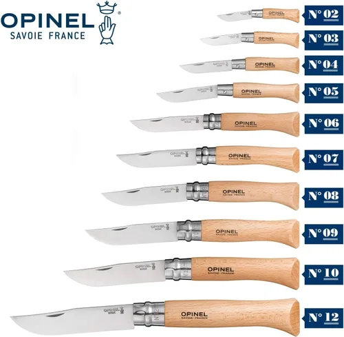 Miniatura 2 de OPINEL Nº 06 INOX - Cuchillo de bolsillo plegable de acero inoxidable Sandvik, mango de madera de haya, hoja de 2.87 pulgadas, collar de bloqueo