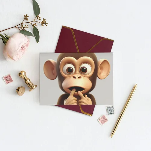 Miniatura 7 de The Silent Monkey - Tarjetas de felicitación impresas, tarjetas en blanco de 4.5 x 6 pulgadas con sobres para todas las ocasiones, cumpleaños, Rojo