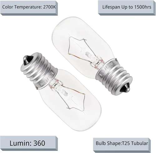 Miniatura 3 de Paquete de 5 bombillas para microondas GE WB36X10003 - Base E17 130V 40W Bombilla de microondas para horno microondas GE Maytag Frigidaire Kenmore