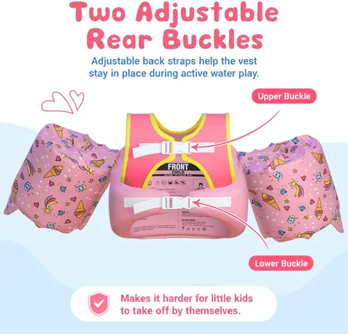 Miniatura 2 de Dark Lightning Chaleco de natación para niños de 2, 3, 4, 5, 6 y 7 años, flotadores para niños pequeños con alas de brazo de 30 a 50 libras, chaleco